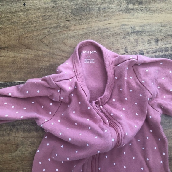Petit Lem Dusty Rose Polka Dot Footed Sleeper 3-6M - Picture 4 of 4